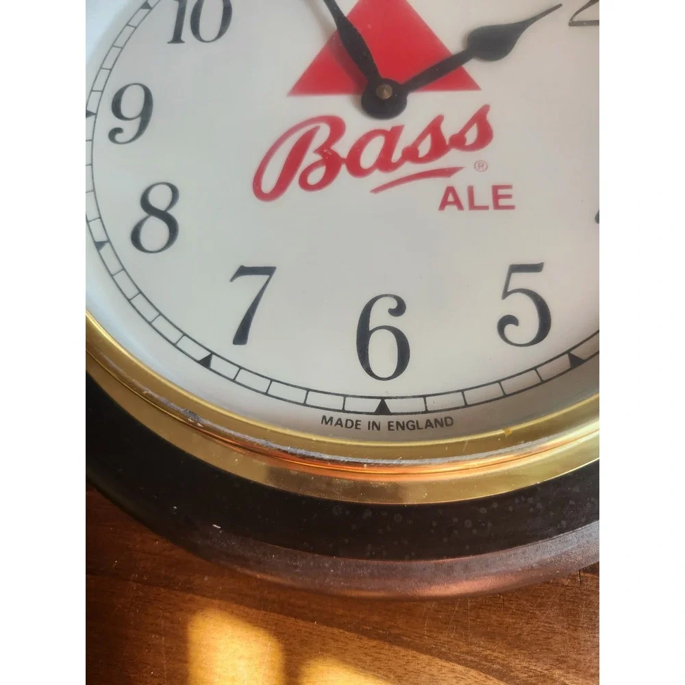 Vintage Bass Ale Wall Clock – Made in England – Classic Red Triangle Pub Sign